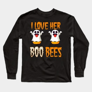 I Love Her Boo Bees Matching Couples Halloween Costume Long Sleeve T-Shirt